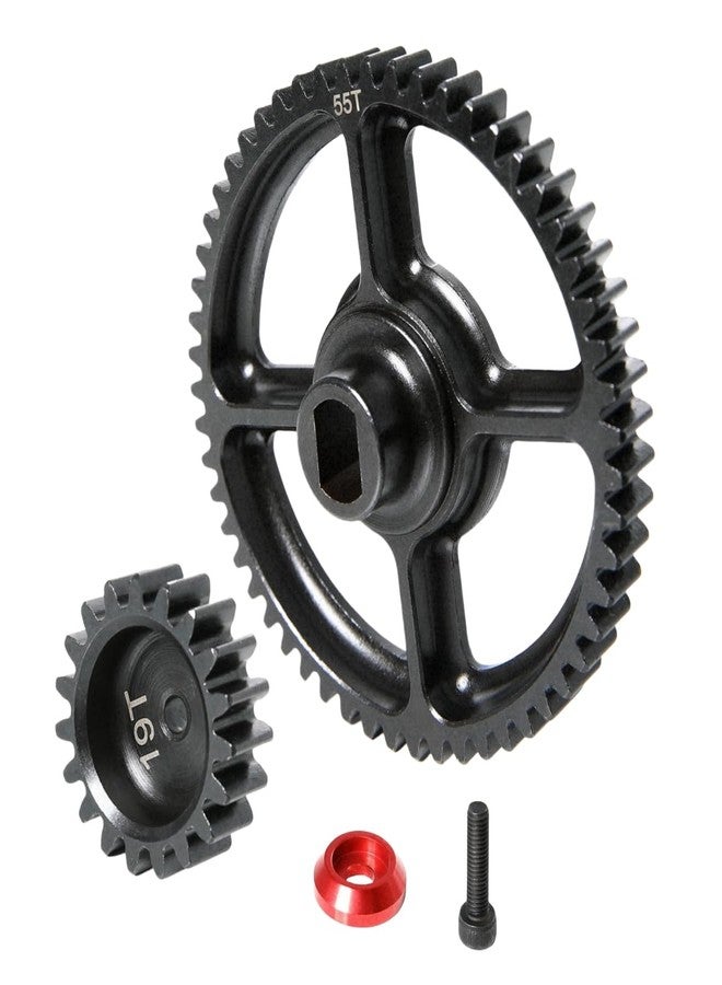 GTBRacing Steel 55T 19T Spur Gear Set for 1/5 RC Car HPI km rv Baja 5b ss 5sc Upgrade Part - Image 1